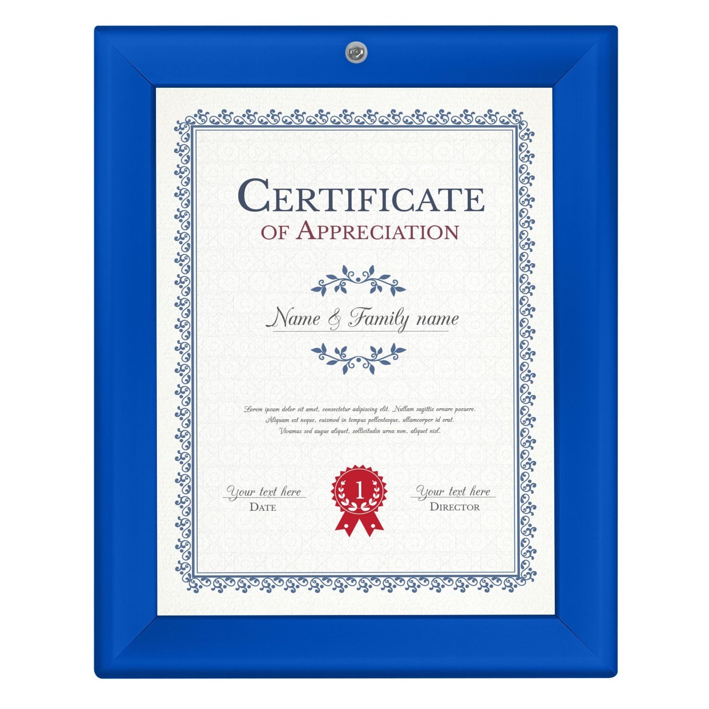 SnapeZo® 21,59 x 27,94 cm Marco a presión azul con cerradura - Perfil de 32 mm