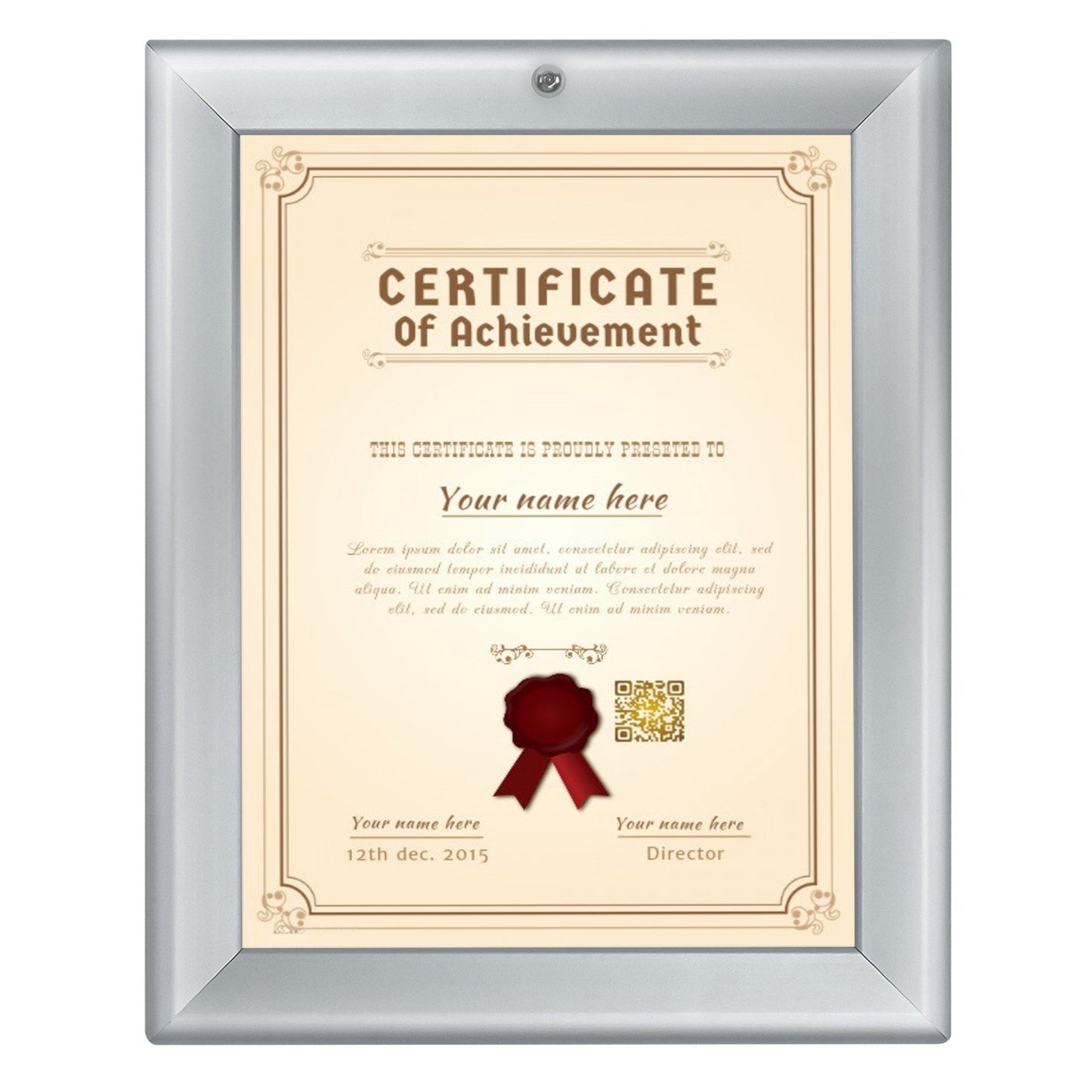 SnapeZo® 21.59 x 27.94 cm Silver Lockable Snap Frame - 32MM Profile