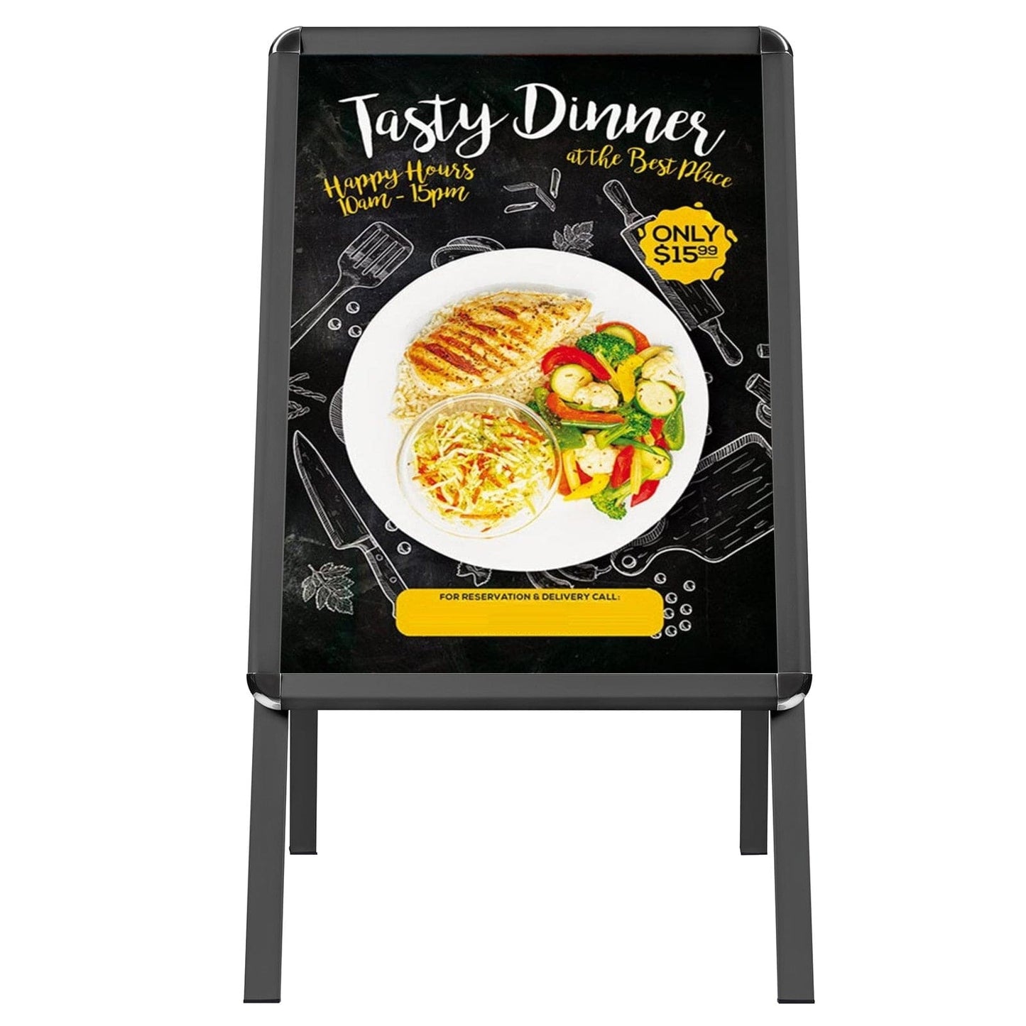 24x36 Black Sidewalk Sign - 1.25" Profile - Snap Frames Direct