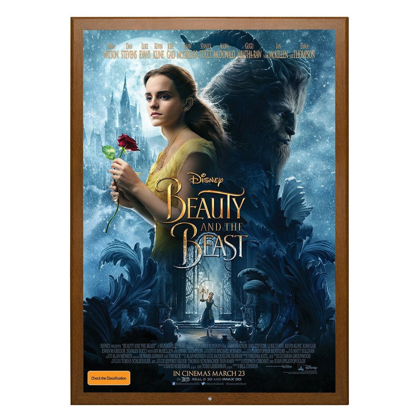 68.58 x 101.60 cm Dark Wood Lockable Movie Poster Frame 32MM SnapeZo®