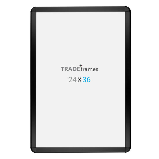 24x36 Black round-corner TRADEframe Snap Frame, media size 24x36 - 1.25 inch profile - Snap Frames Direct