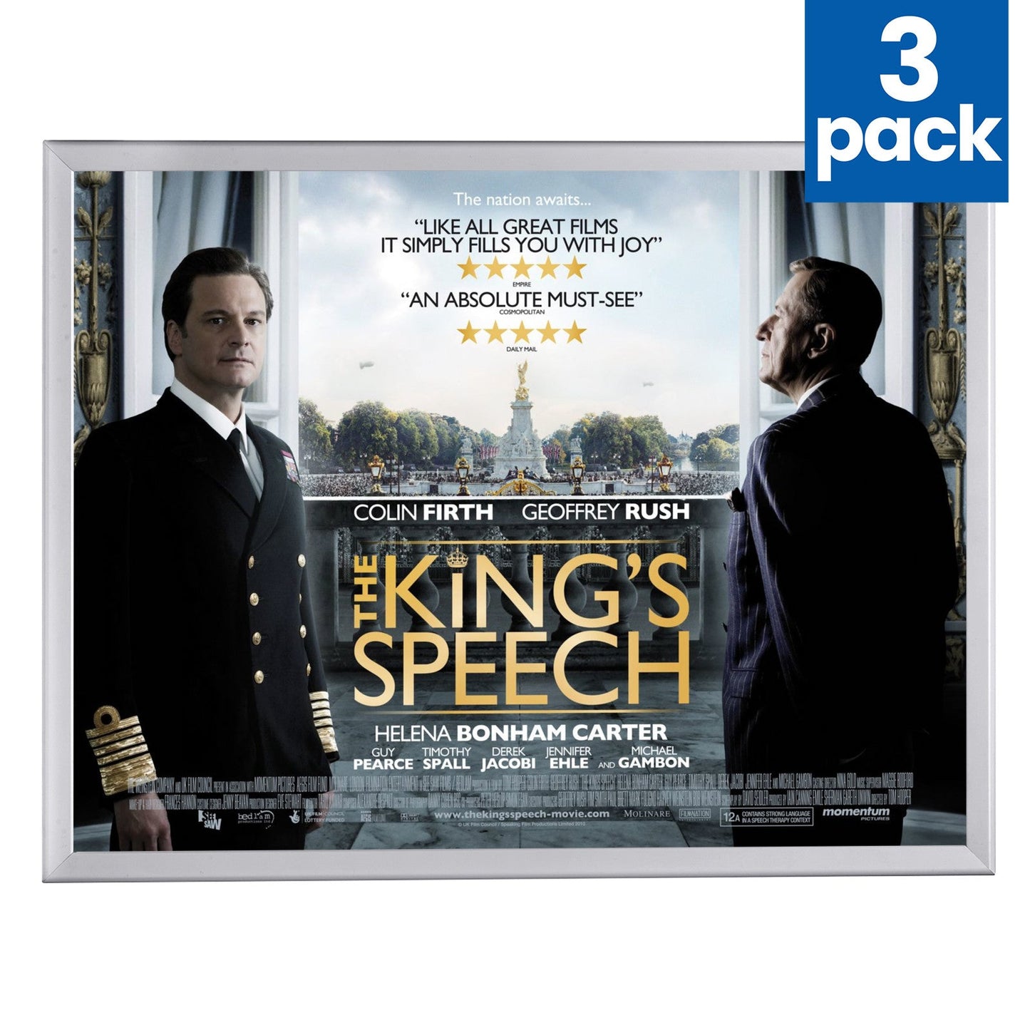 3 Case Pack of Silver 30x40 Movie Poster Frame - 1.25" Profile