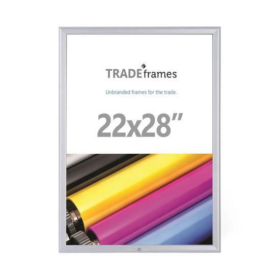 Silver locking snap frame poster size 22X28 - 1.25 inch profile - Snap Frames Direct