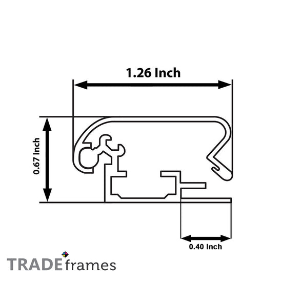 21,59 x 27,94 cm Marco plateado con cierre a presión - Perfil de 32 mm