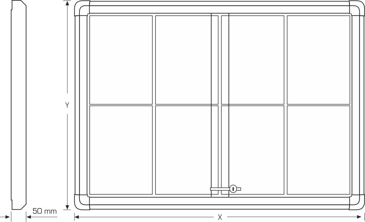 Ball Bearing Sliding Door Noticeboard - Magnetic