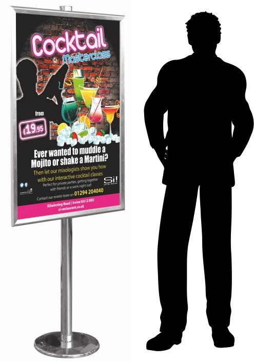 Chrome Poster Stand - Double Sided - 32MM Profile