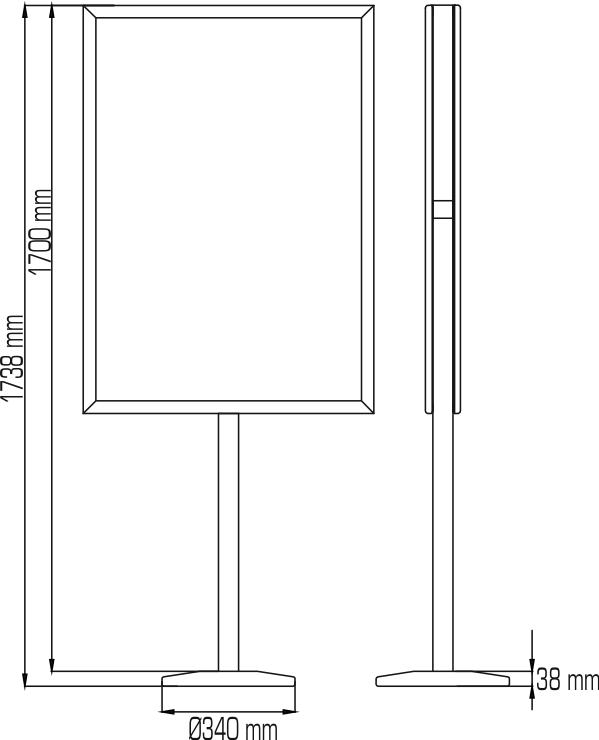 Soporte cromado para carteles - Doble cara - Perfil de 32 mm