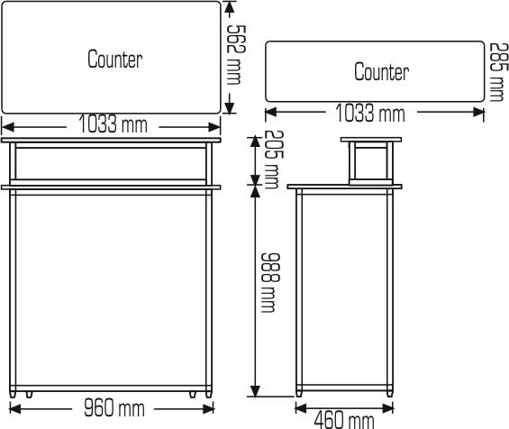 Folding Double Counter - Straight