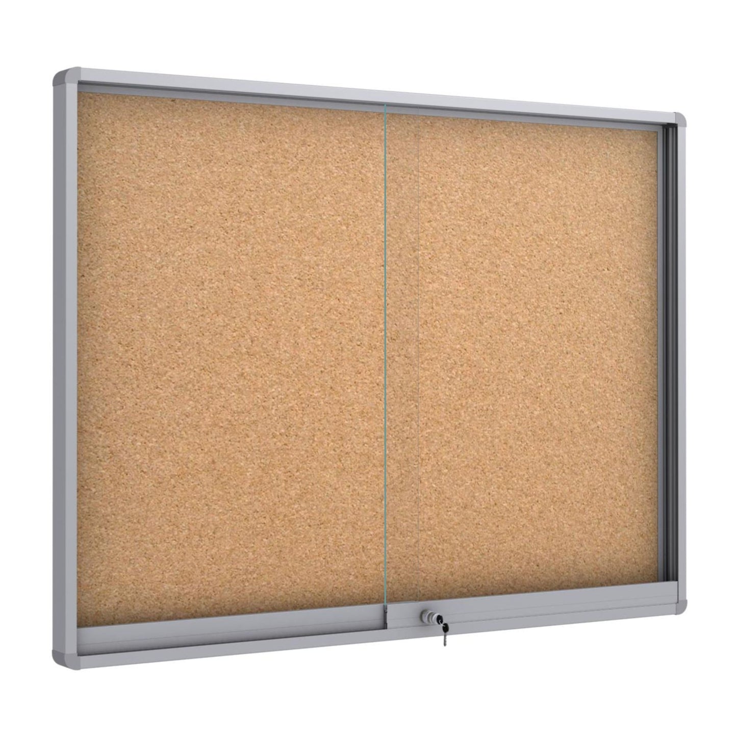 Midi Sliding Doors Noticeboard - Cork - Mitred Corners