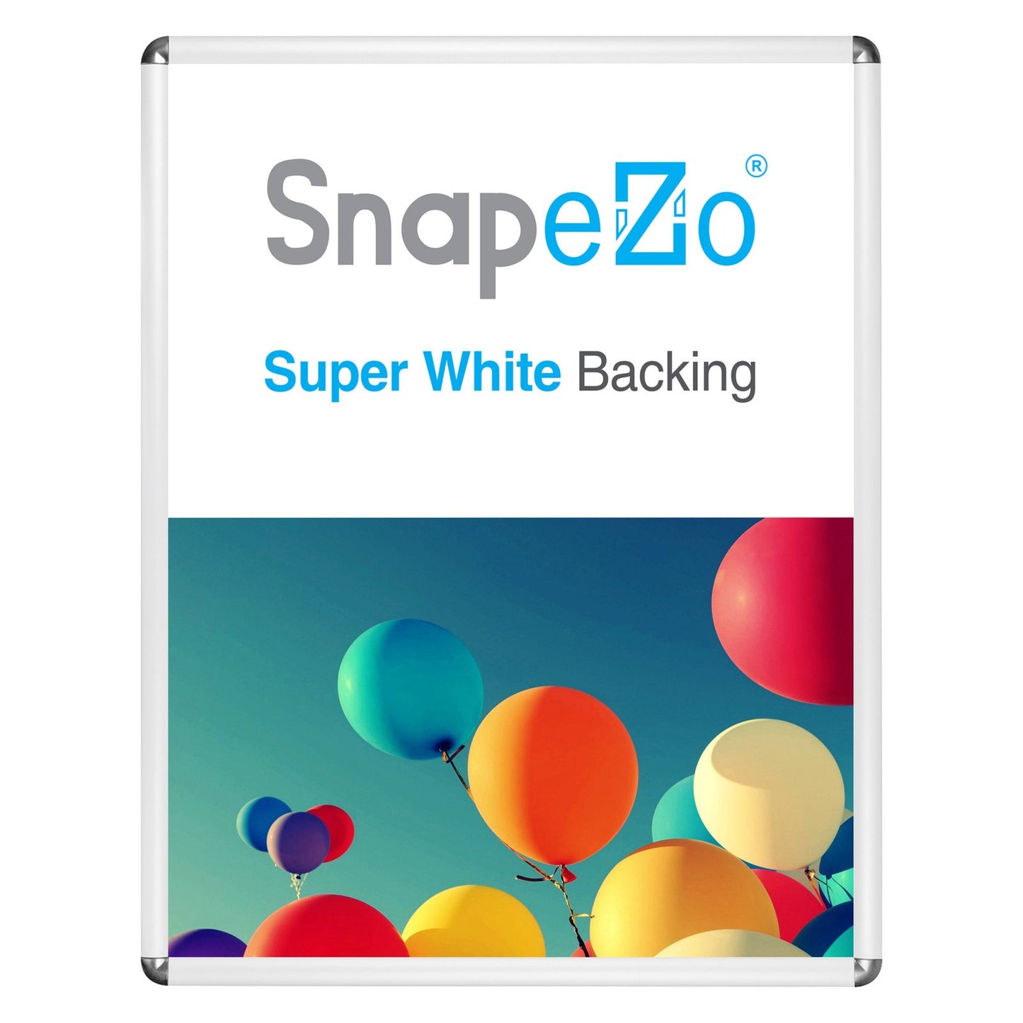 SnapeZo® 76.20 x 101.60 cm White Round-Cornered Snap Frame - 32MM Profile