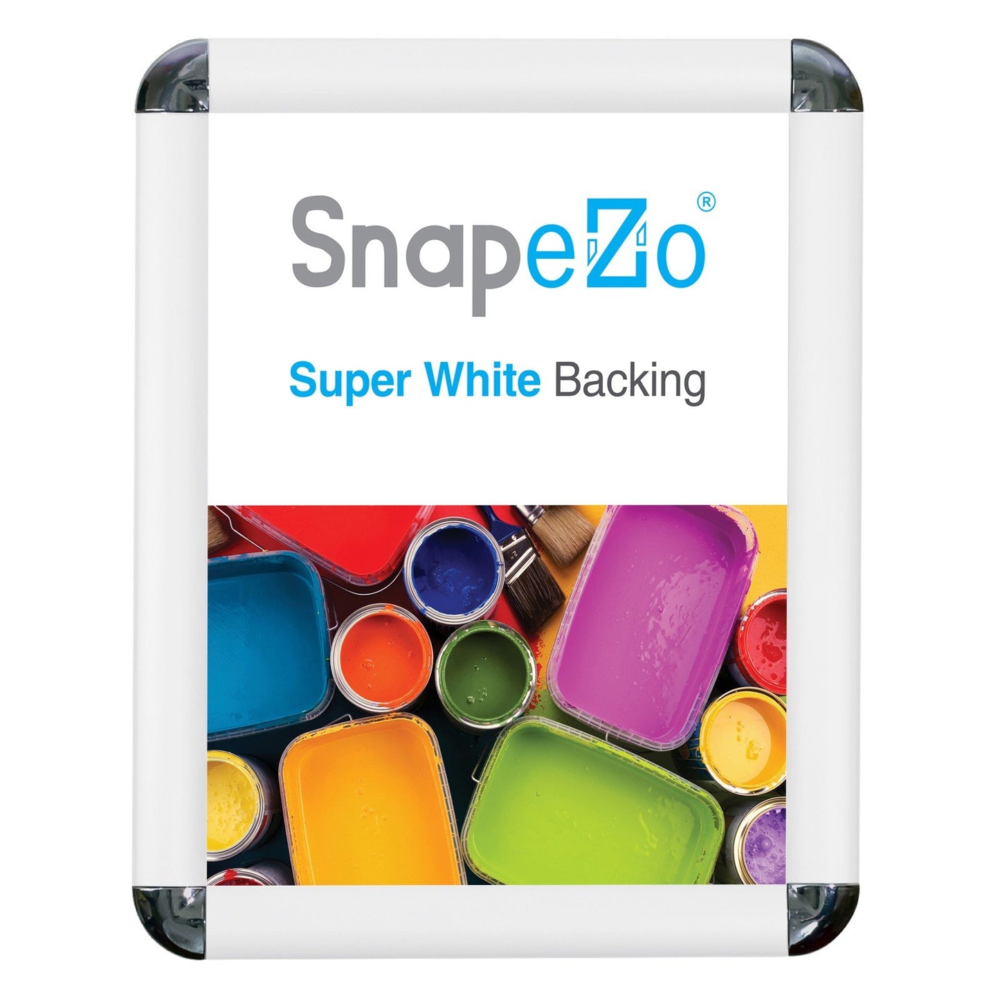 SnapeZo® 21,59 x 27,94 cm Marco a presión blanco de esquinas redondeadas - Perfil de 25 mm