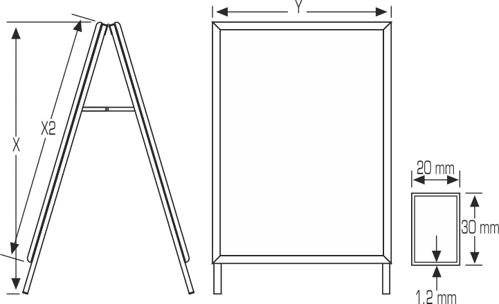 B0 Gehweg-Schild für den Innenbereich, silberfarben – 25 mm Profil