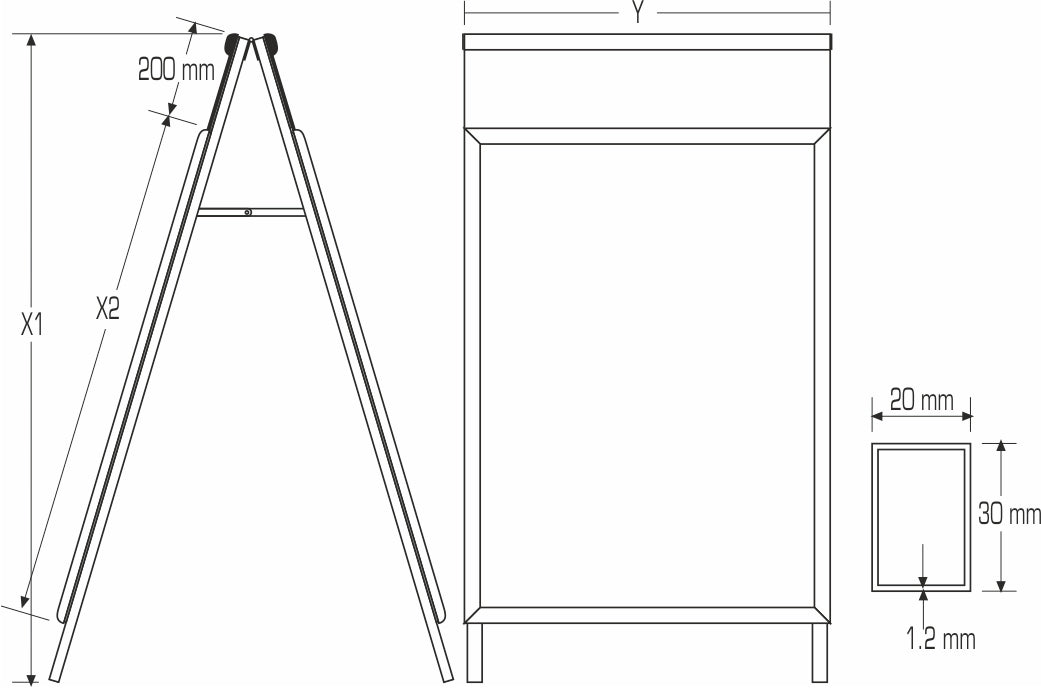 Tablero A-Board Plateado B2 con Easy Topper - Perfil de 32 mm