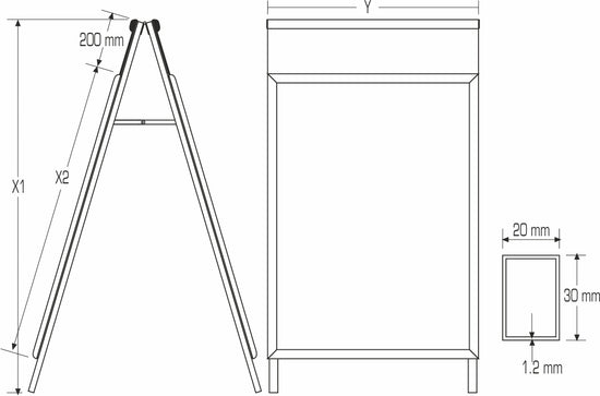 Tablero A-Board Plateado B2 con Easy Topper - Perfil de 32 mm