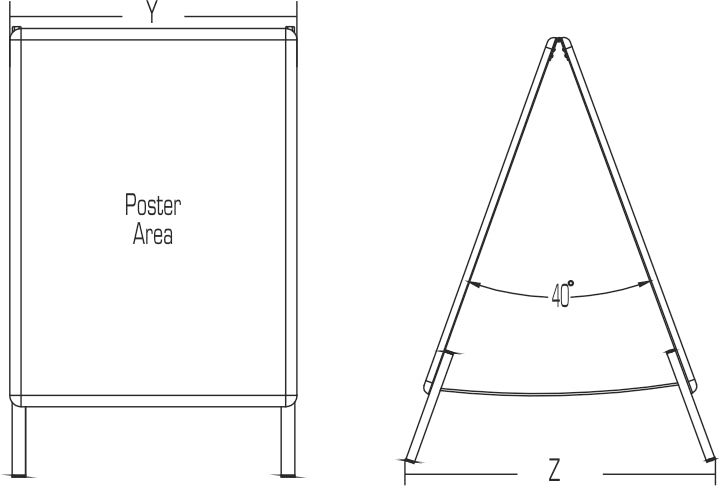 B2 Black Budget Sidewalk Sign - 25MM Profile