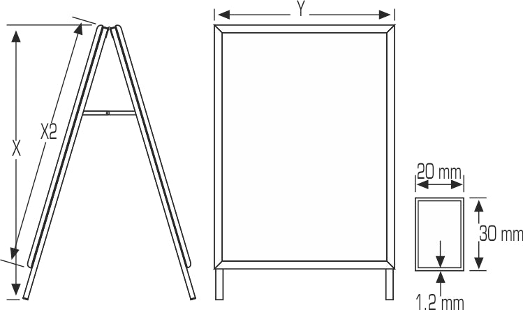 B1 Silber Classic Gehwegschild – 32 mm Profil