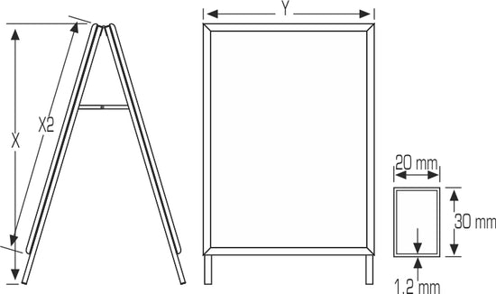 A1 Silber Classic Bürgersteig Schild – 32 mm Profil