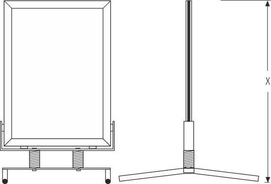 B2 Silber Posterschaukel mit Metallbeinen – 35 mm Profil