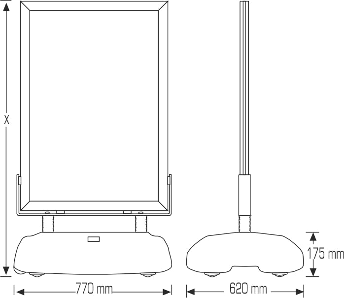 A0 Silver Water Base Poster Swing - 46MM Profile