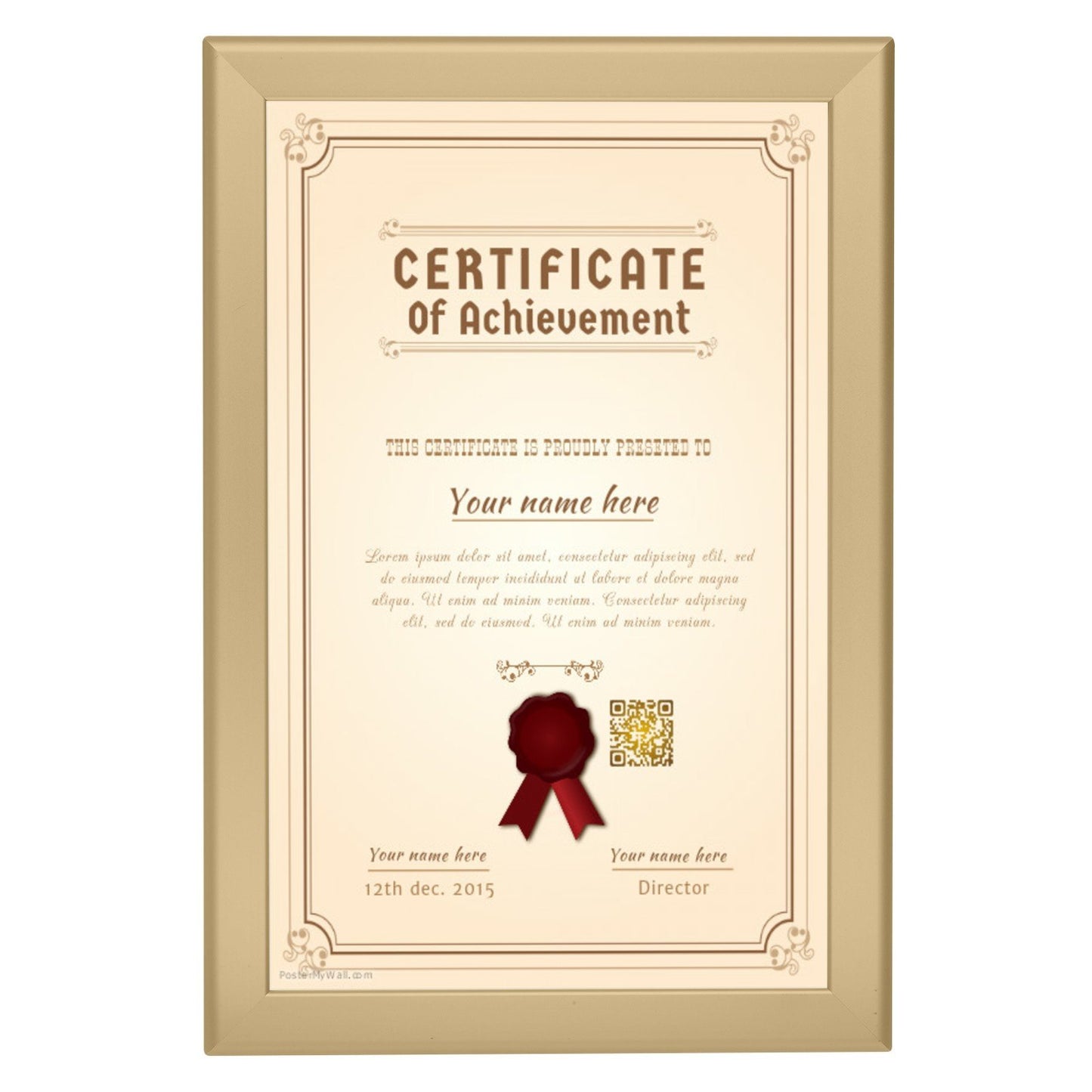 27.94 x 43.18 cm Gold Diploma Frame 32MM SnapeZo®