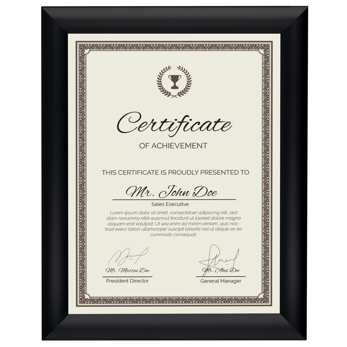 8.5x11 Brushed Black Certificate Frame 1 Inch SnapeZo®