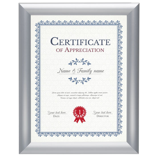 8.5x11 Brushed Silver Certificate Frame 1 Inch SnapeZo®