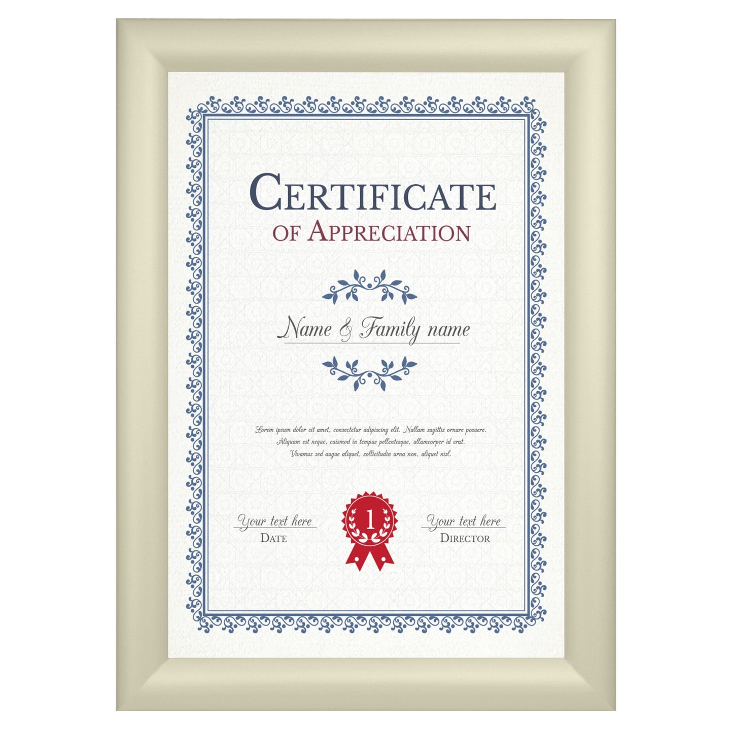 21.59 x 27.94 cm Cream Certificate Frame 30MM SnapeZo®