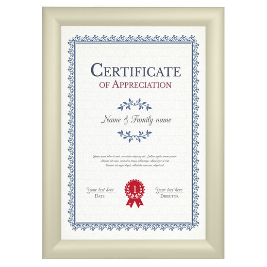 21.59 x 27.94 cm Cream Certificate Frame 30MM SnapeZo®