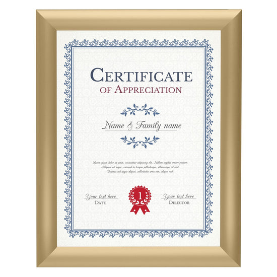 21.59 x 27.94 cm Gold Certificate Frame 25MM SnapeZo®