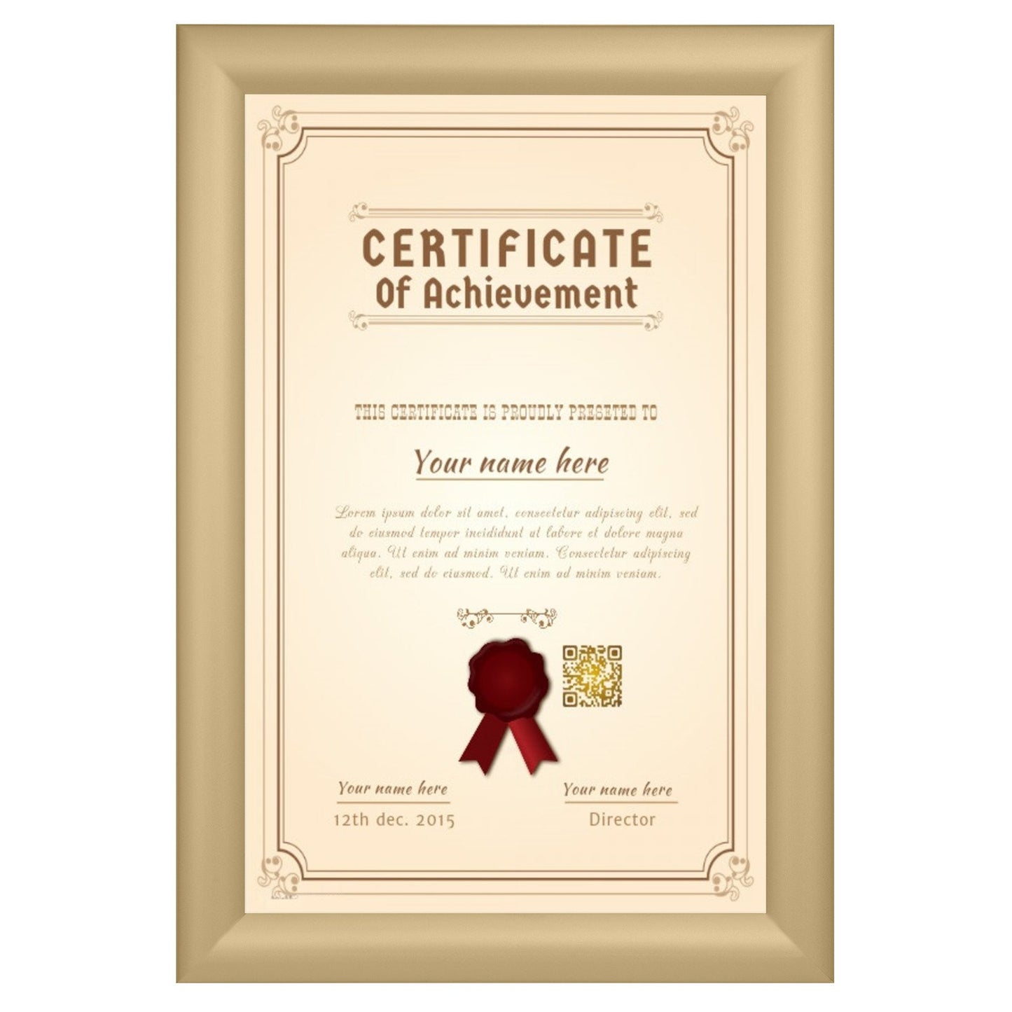 27.94 x 43.18 cm Gold Diploma Frame 30MM SnapeZo®