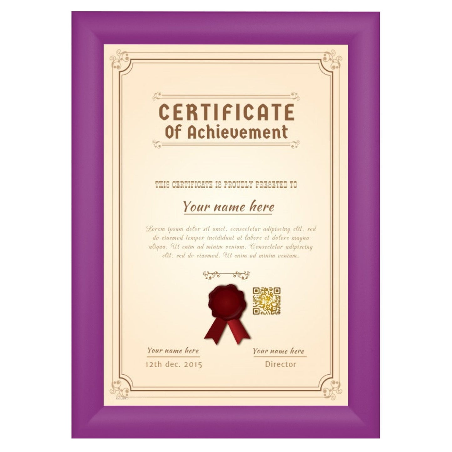 21.59 x 27.94 cm Purple Certificate Frame 30MM SnapeZo®