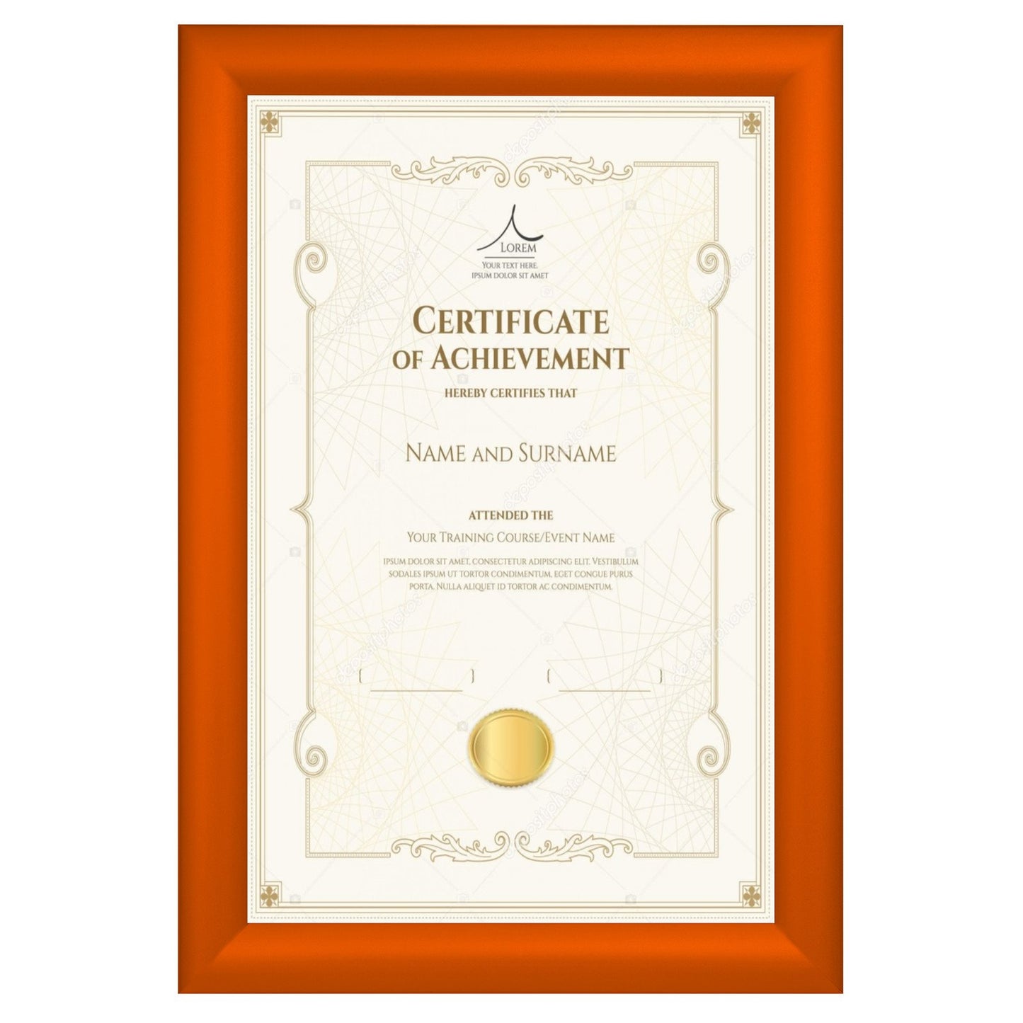 27,94 x 43,18 cm Marco de diploma naranja 30MM SnapeZo®