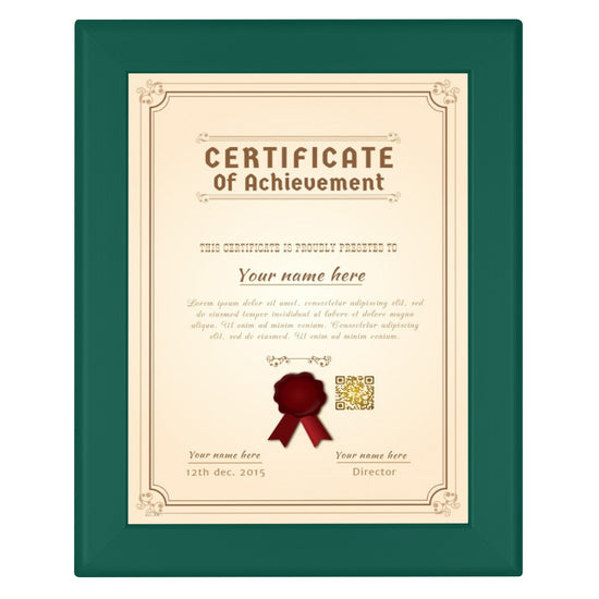 21.59 x 27.94 cm Green Certificate Frame 32MM SnapeZo®