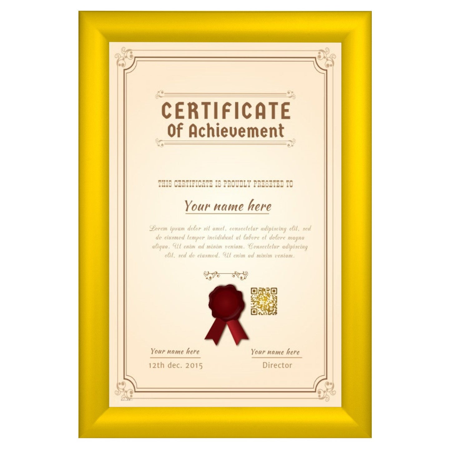 27.94 x 43.18 cm Yellow Diploma Frame 30MM SnapeZo®