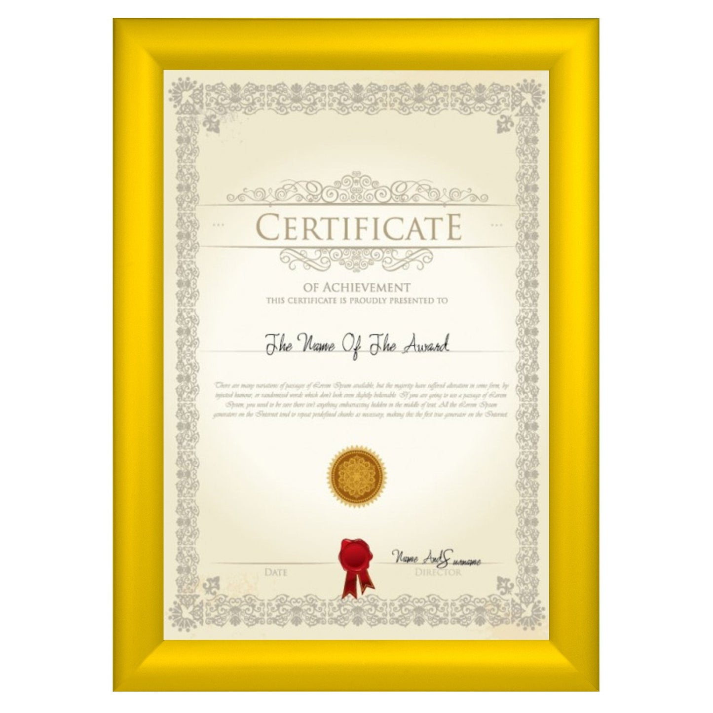 21.59 x 27.94 cm Yellow Certificate Frame 30MM SnapeZo®